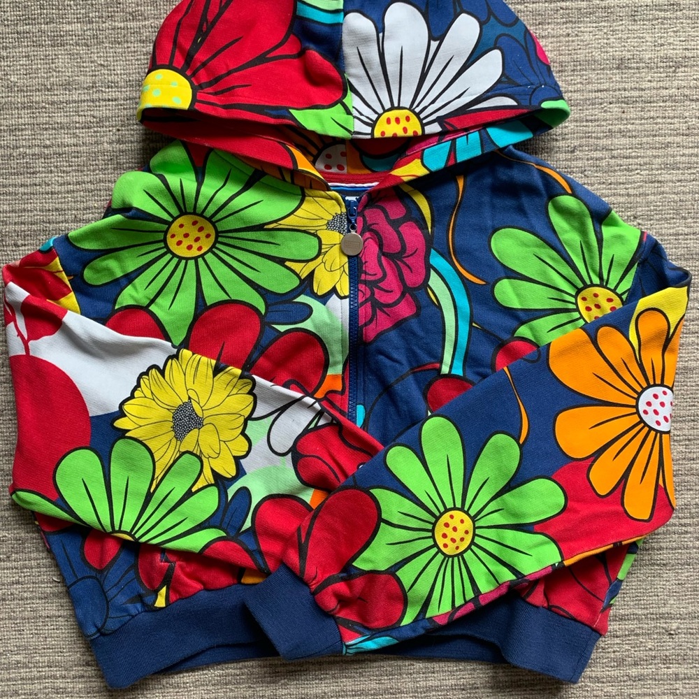 Ace Nayman Multicolor Cropped Floral Hoodie